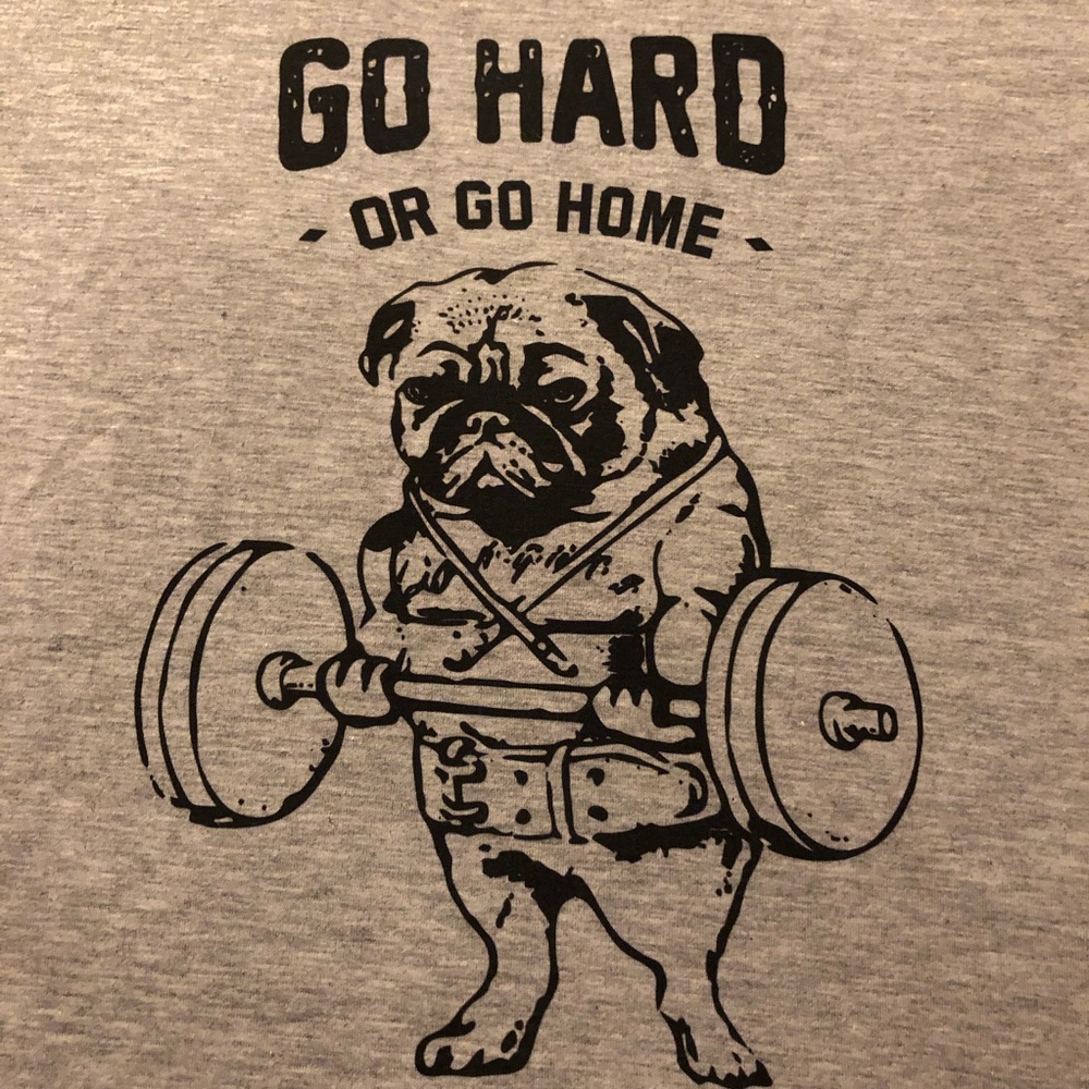 NWOT 🐶 PUG Women’s T-shirt Gray Workout Gym Cute!
